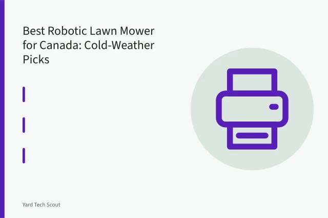 Robotic lawn mower cutting grass on a Canadian lawn. Best Robotic Lawn Mower for Canada: Cold-Weather Picks