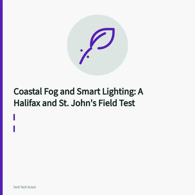 Fogged smart outdoor light fixture on a coastal porch wall at dusk. Coastal Fog and Smart Lighting: A Halifax and St. John's Field Test