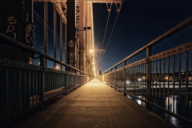 bridge, travel, city, path, night, street lighting, urban, city, city, city, city, city, night, night, night. Dark Sky Compliant Smart Outdoor Lighting: What to Check