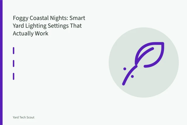 Narrow-beam path light cutting through coastal fog on wet garden steps. Foggy Coastal Nights: Smart Yard Lighting Settings That Actually Work