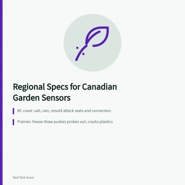 Garden sensor specs compared for coastal BC and Prairie microclimates. Coastal or continental, choosing garden sensors for Canadian microclimates