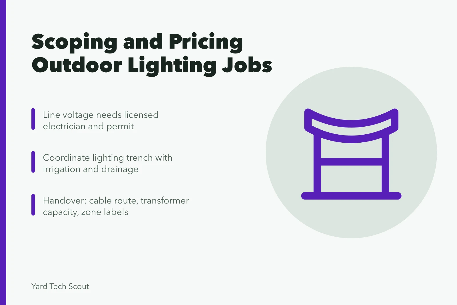 Outdoor lighting job scoping, trench coordination, and handover checklist. How outdoor lighting jobs get scoped, priced, and handed over