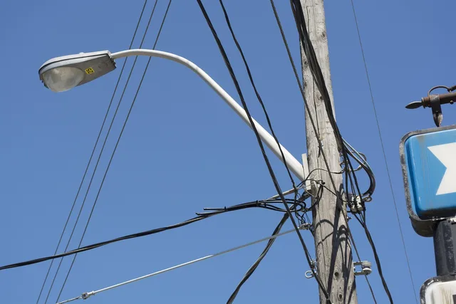 street, light, cables, streetlight, urban, city, road, lights, lighting, street lighting, led, pedestrian, town, outdoor, wires, signs. Outdoor lighting controls: Job scoping and handover