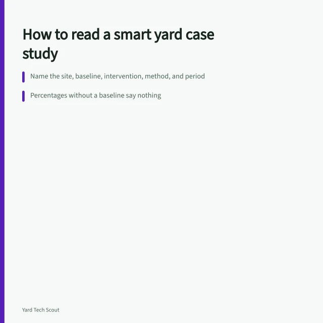 Checklist for judging smart yard case studies: site, baseline, method, sequence. What genuine smart yard case studies teach, once the marketing is stripped out