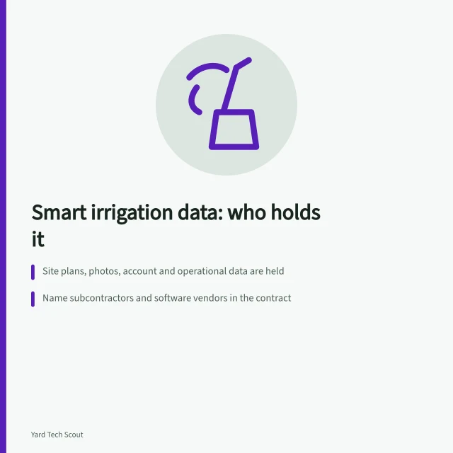 Contract checklist for smart irrigation data privacy and retention terms. Your smart irrigation company: what it probably knows, and who else sees it