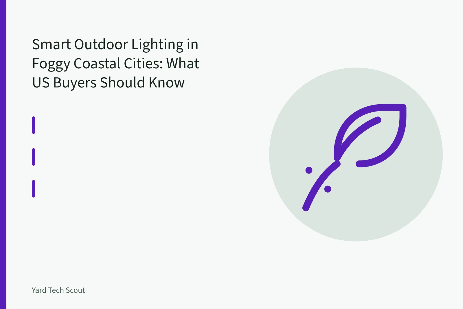 Shielded warm-white LED path light glowing downward on a foggy coastal garden path. Smart Outdoor Lighting in Foggy Coastal Cities: What US Buyers Should Know