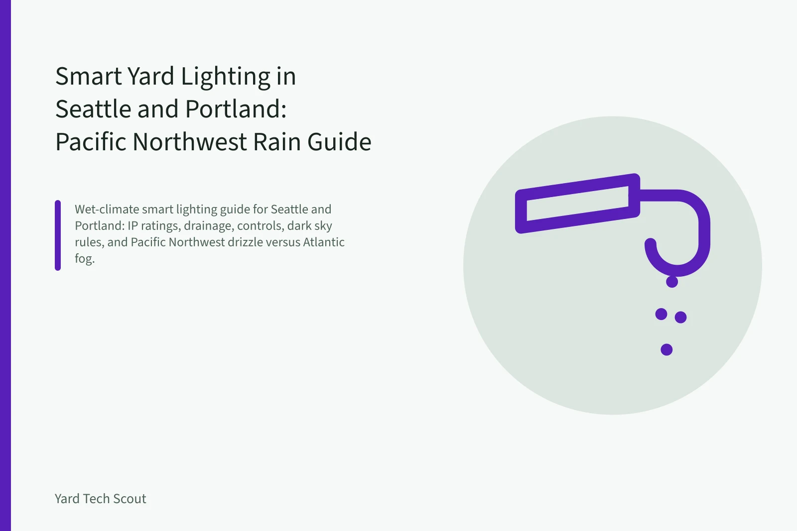 IP65 path light with drip loop in wet garden bed. Smart Yard Lighting in Seattle and Portland: Pacific Northwest Rain Guide