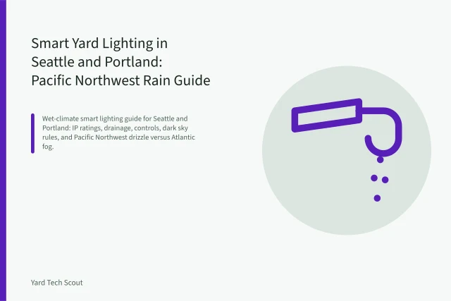 IP65 path light with drip loop in wet garden bed. Smart Yard Lighting in Seattle and Portland: Pacific Northwest Rain Guide